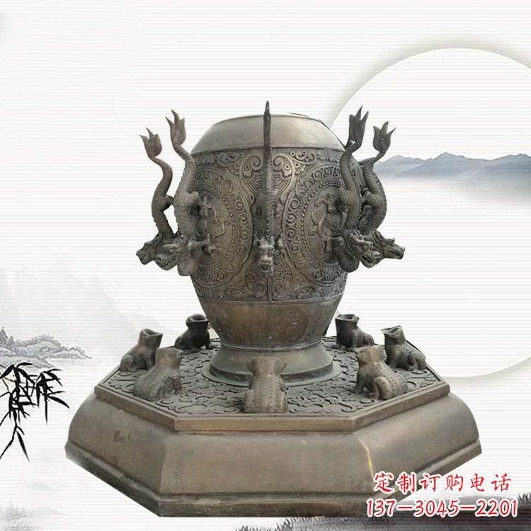 达州校园地动仪铜雕