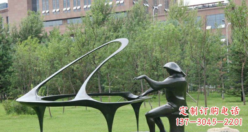 达州校园弹钢琴景观铜雕