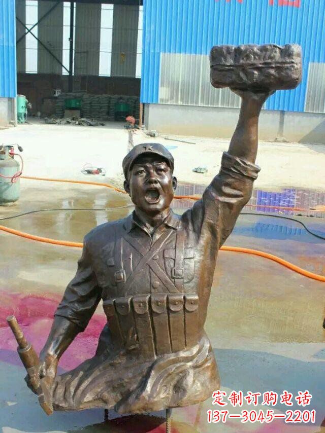 达州校园董存瑞名人铜雕