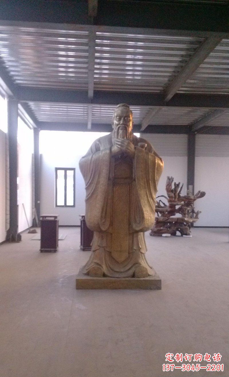 达州校园仿铜老子玻璃钢名人雕塑