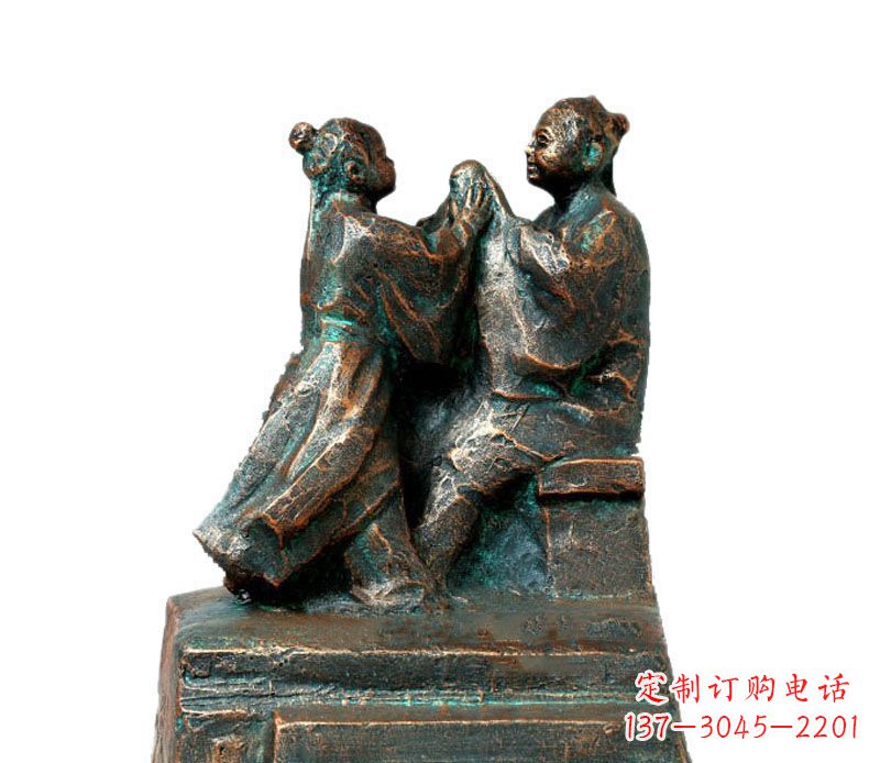 达州校园古代孔融让梨人物铜雕