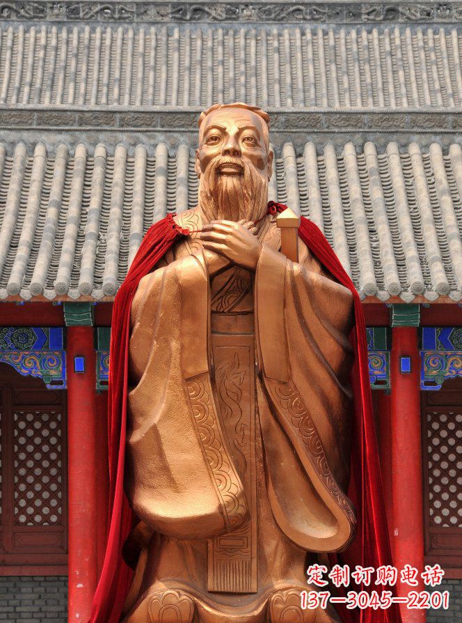 达州校园古代名人孔子铜雕