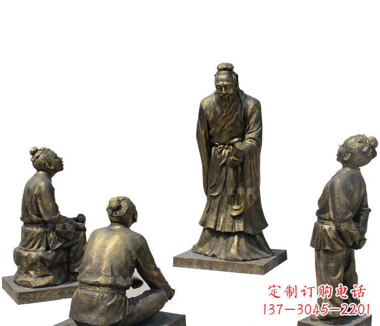 达州校园孔子讲学铜雕塑