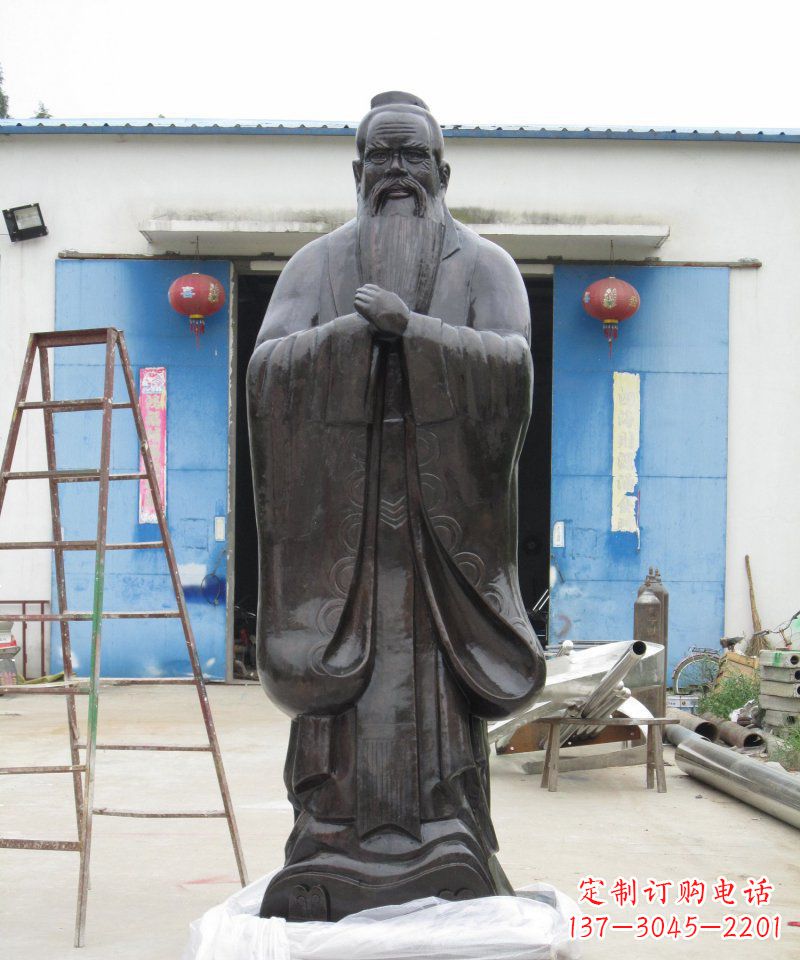 达州校园老子古代名人铜雕