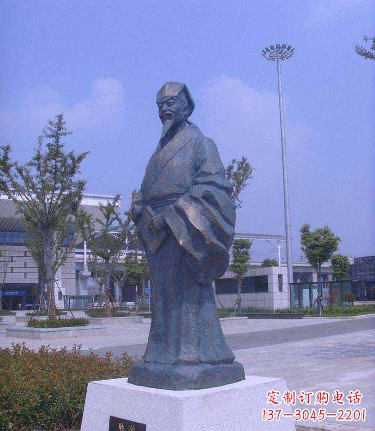 达州校园陆游名人铜雕