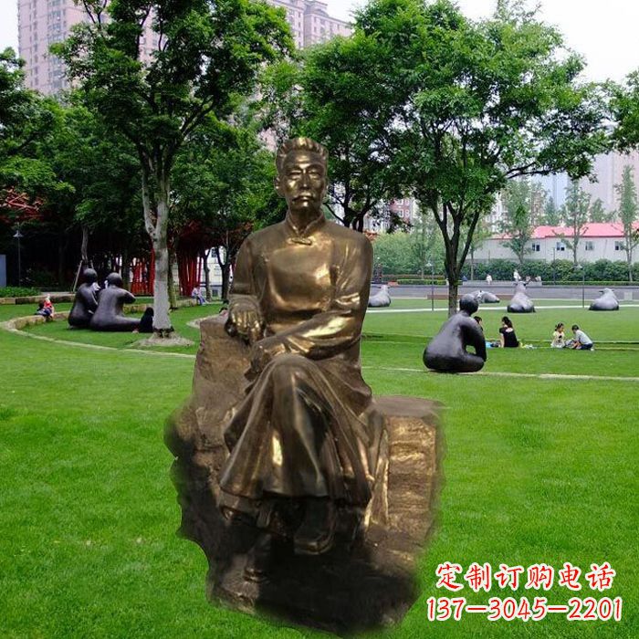 达州校园名人鲁迅先生玻璃钢仿铜雕像
