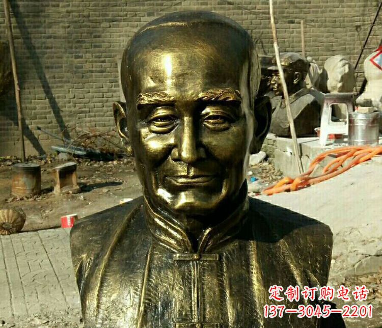 达州校园名人叶圣陶胸像铜雕