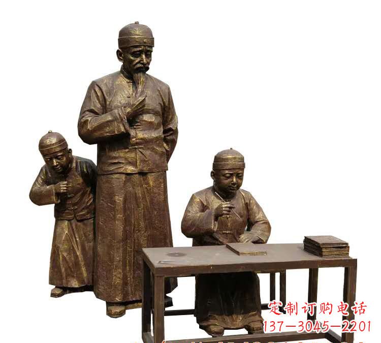 达州学生与老师人物铜雕