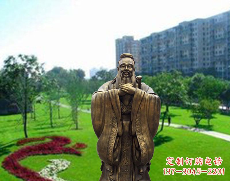 达州学校孔子行教像铜雕