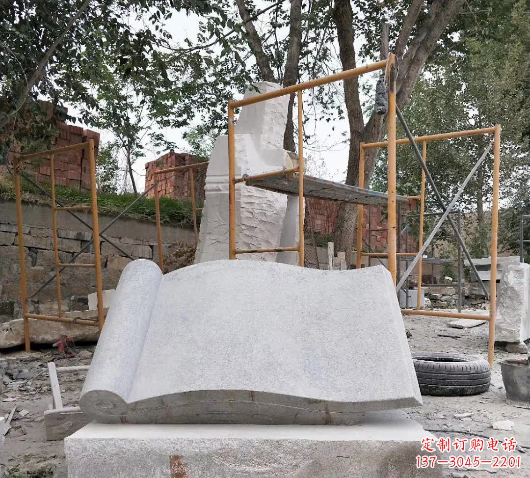 达州学校无字书籍石雕