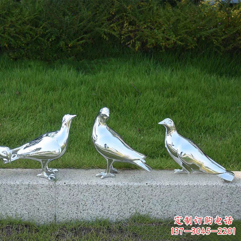 达州银白色不锈钢电镀鸽子雕塑摆件