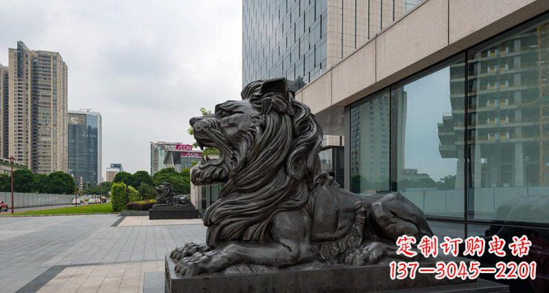 达州银行铜狮子汇丰狮铜雕
