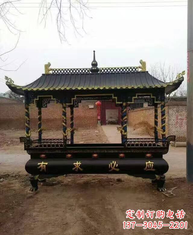 达州有求必应方形香炉铜雕