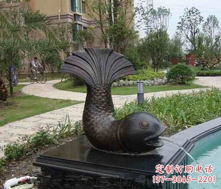 达州鱼喷泉铜雕