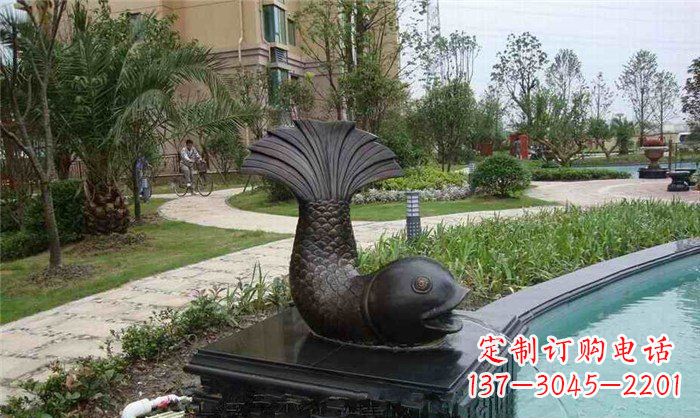 达州鱼式喷泉小区景观铜雕