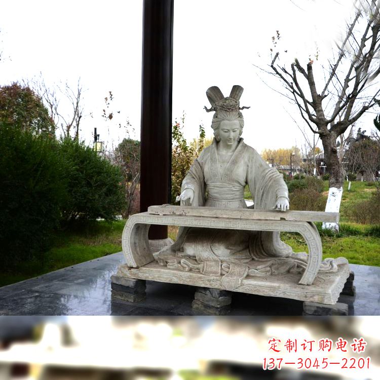 达州虞姬弹琴雕塑-公园古代人物著名美女情景雕塑
