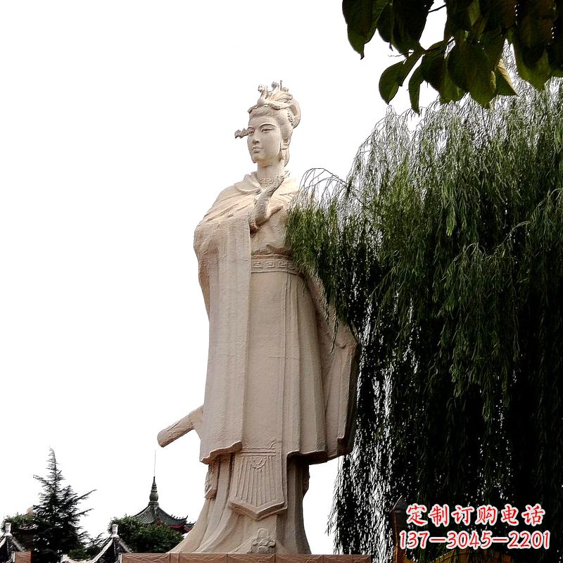 达州虞姬砂岩石雕-景区园林古代人物著名美女雕像