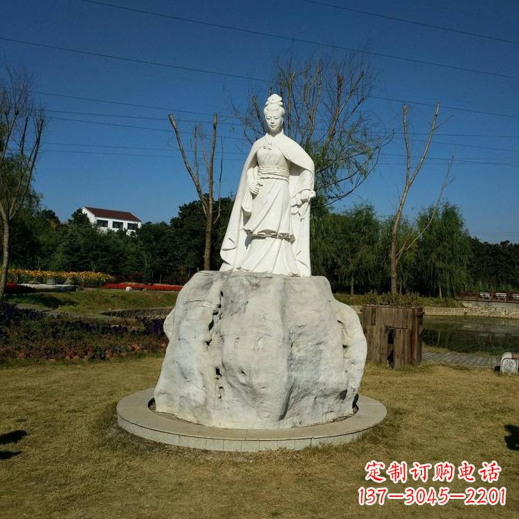达州虞姬石雕塑-公园历史名人楚汉时期美女雕像