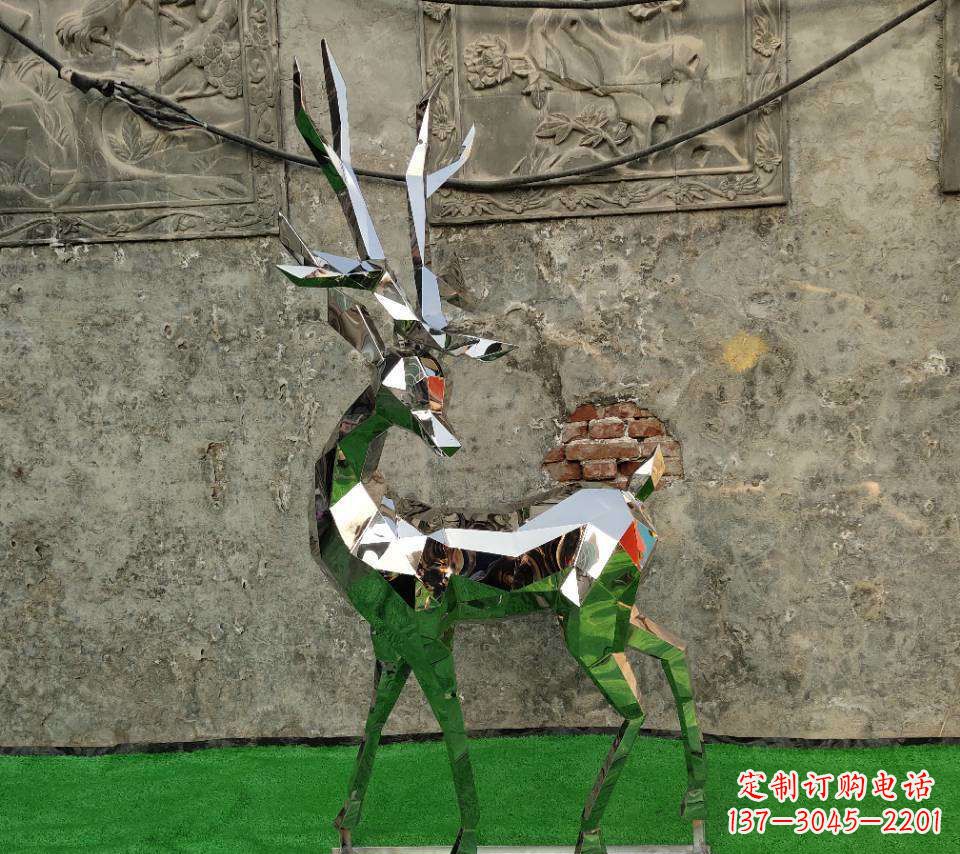 达州园林不锈钢抽象小鹿雕塑