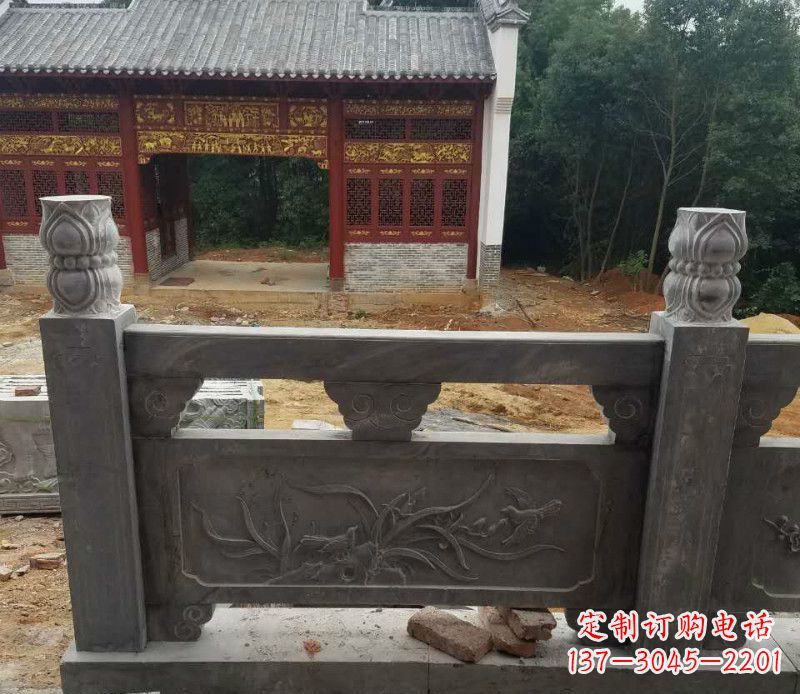 达州园林仿古兰花石浮雕栏板景观石雕