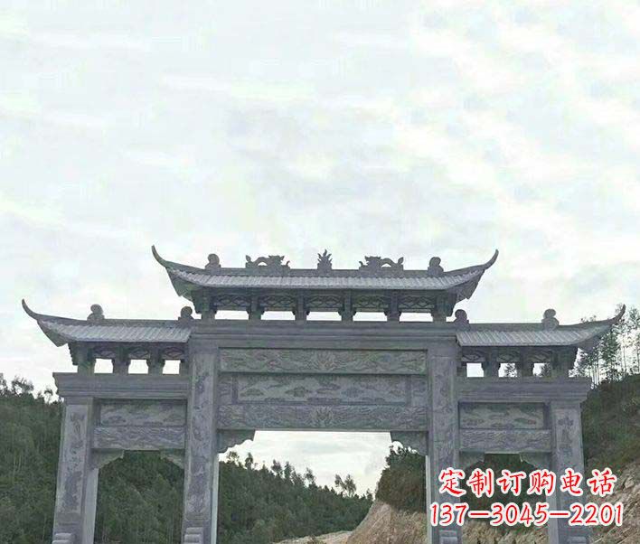 达州园林仿古三门石牌坊景观石雕