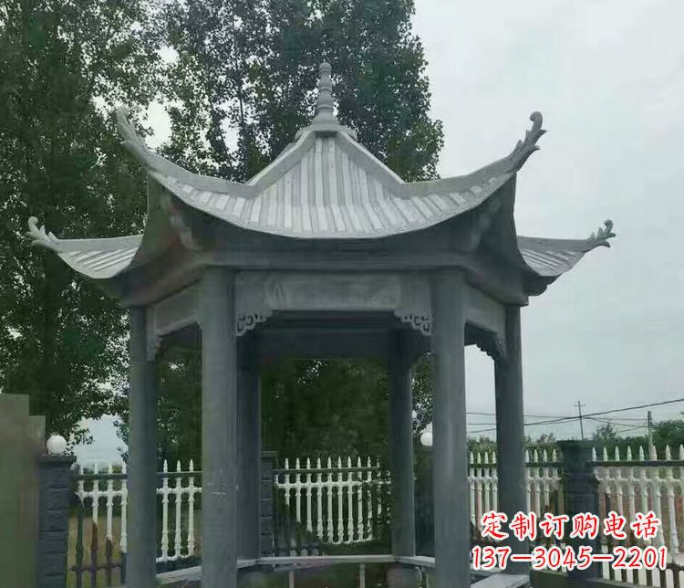 达州园林仿古石凉亭景观石雕 (2)