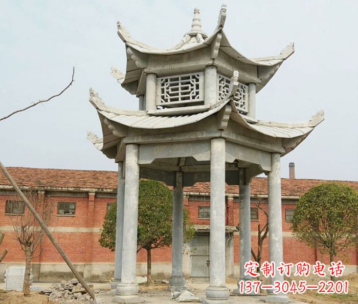 达州园林仿古双层石雕凉亭 (2)