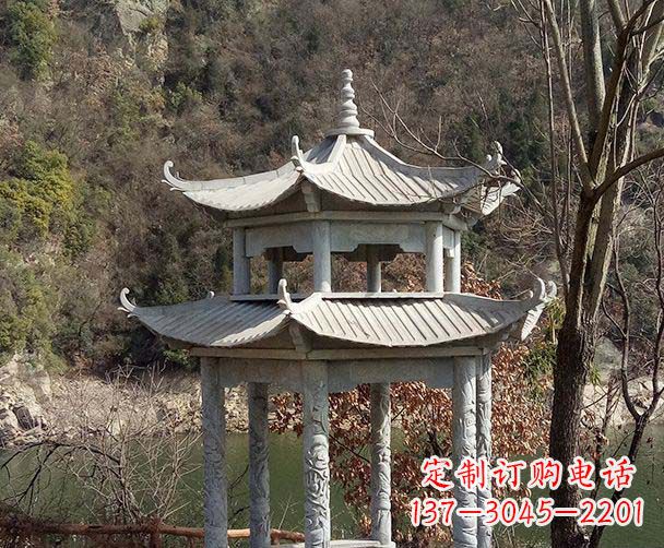 达州园林仿古双层石雕凉亭