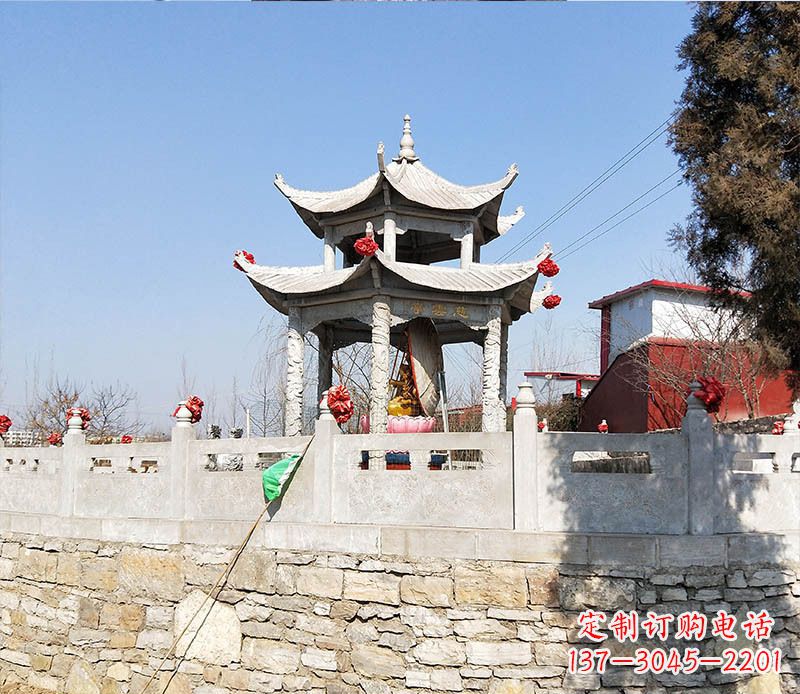 达州园林仿古双层石凉亭景观石雕 (3)