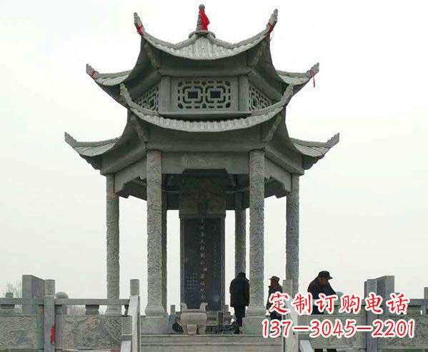 达州园林仿古双层石凉亭景观石雕