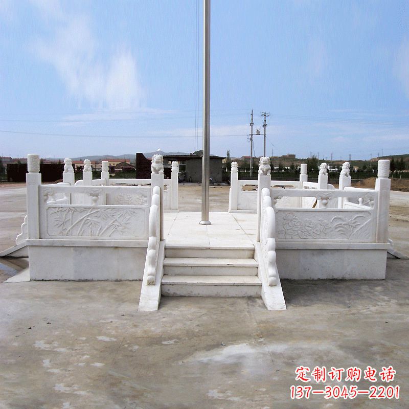 达州园林广场升旗台汉白玉石雕国旗台