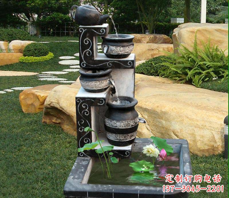 达州园林景观茶壶流水池石雕