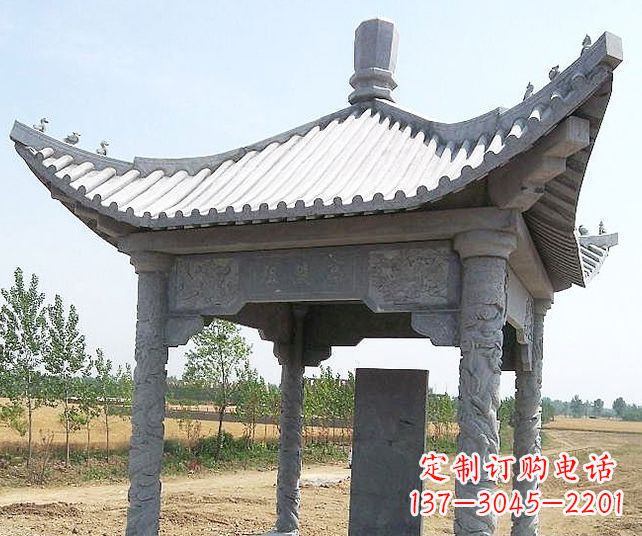 达州园林景观单层石雕凉亭 (4)