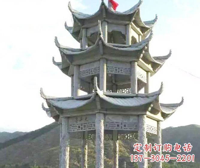 达州园林景观多层凉亭石雕 (3)