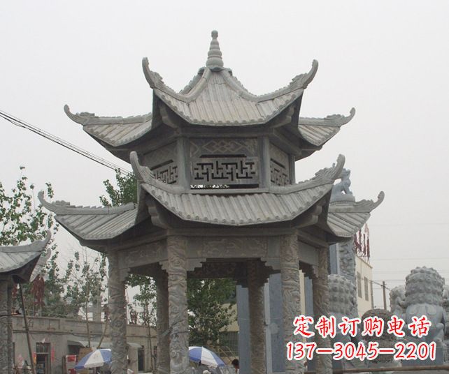 达州园林景观仿古石雕凉亭 (2)