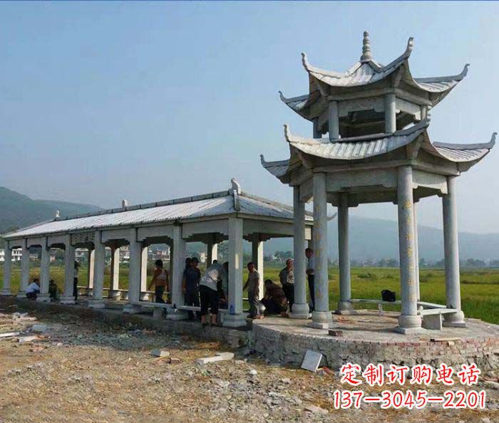 达州园林景观仿古石雕长廊凉亭