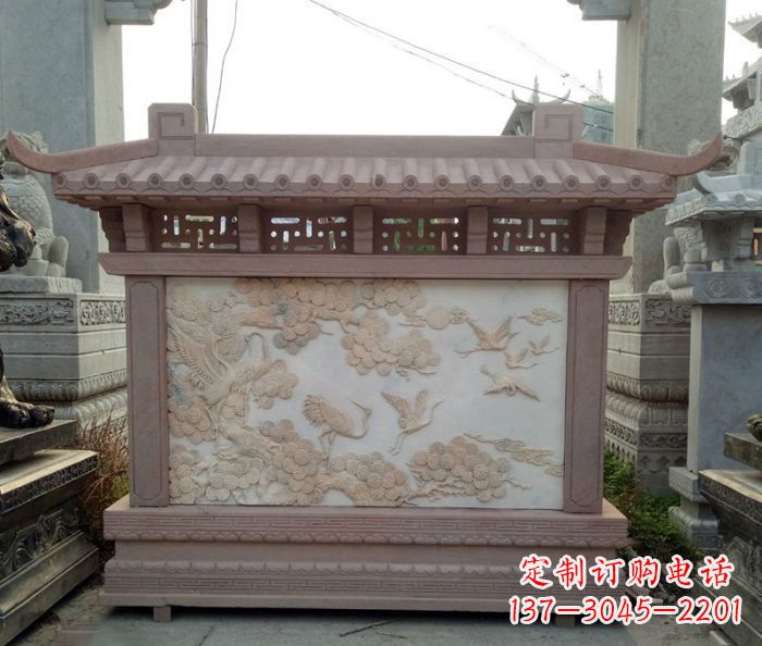 达州园林景观松鹤石浮雕影壁