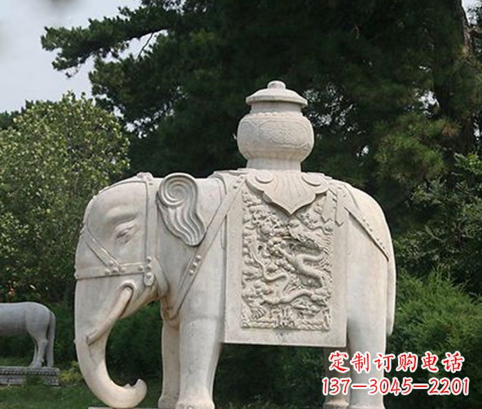 达州园林景观驮宝大象石雕