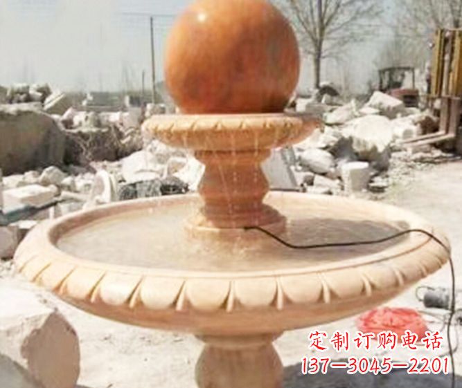 达州园林景观晚霞红风水球喷泉石雕 (3)