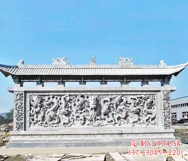 达州园林龙浮雕影壁墙景观石雕