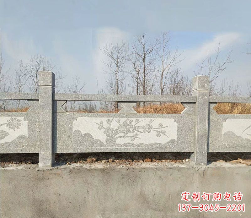 达州园林梅花石浮雕栏板景观石雕
