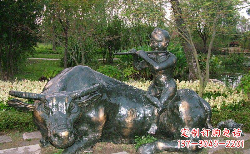 达州园林牧童牛景观铜雕