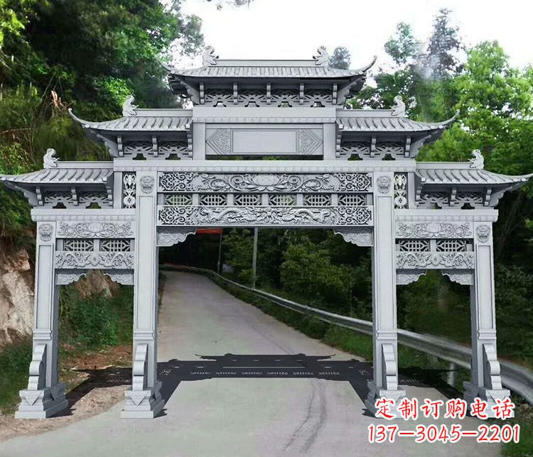 达州园林三门石牌坊景观石雕