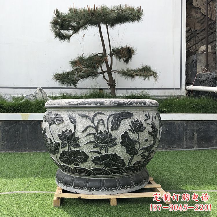 达州园林石雕水缸