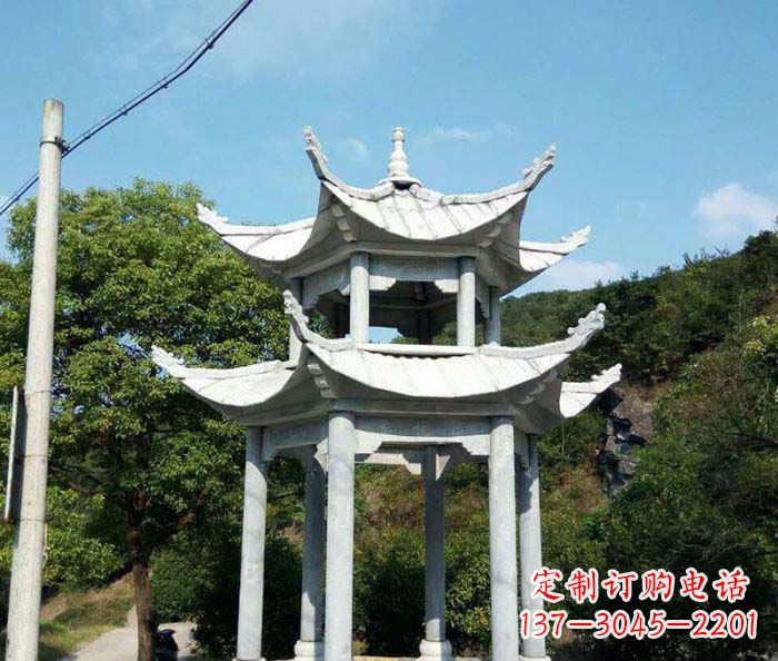 达州园林双层凉亭石雕
