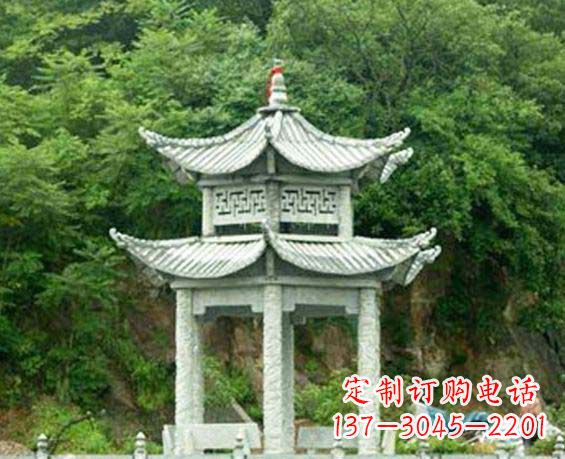 达州园林双层六角石凉亭景观石雕