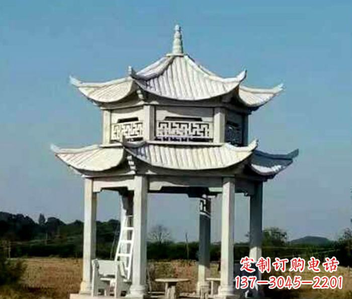 达州园林双层石雕凉亭 (2)