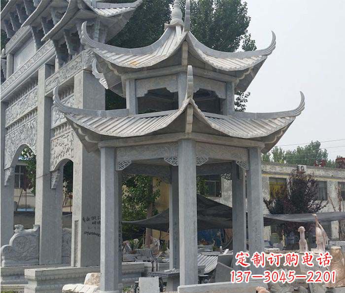 达州园林双层石雕凉亭