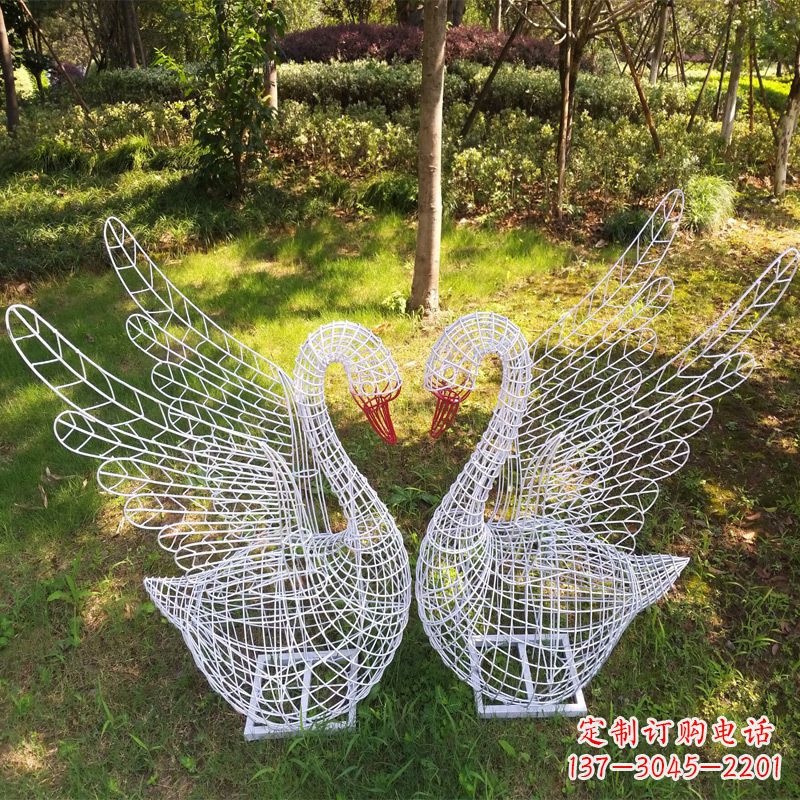 达州展翅天鹅公园绿地铁艺动物摆件