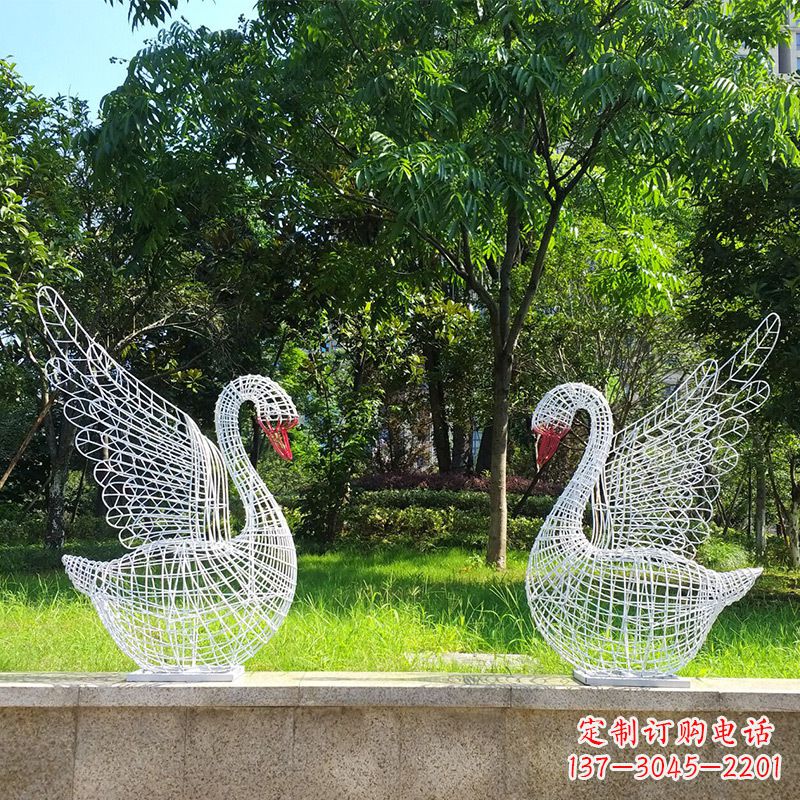 达州展翅天鹅网格雕塑-上色款